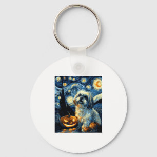 Niedlich Shih Tzu Dog Halloween Kürbislaterne Pump Schlüsselanhänger