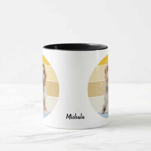 Niedlich Shih Tzu Dog Retro Sunset Tasse (Zentrum)