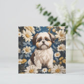 Niedlich Shih Tzu Dog White Daisy Blume (Stehend Vorderseite)