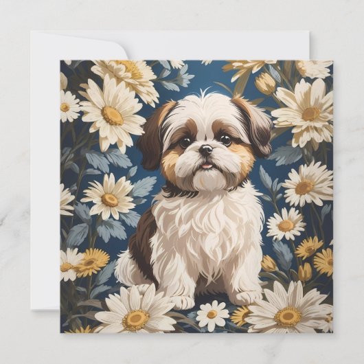 Niedlich Shih Tzu Dog White Daisy Blume (Vorderseite)