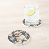 Niedlich Shih Tzu Dog White Daisy Blume Getränkeuntersetzer (Seite)