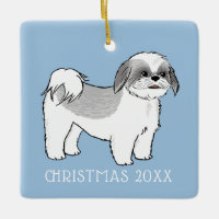 Niedlich Shih Tzu Gray und White Cartoon Dog Custo
