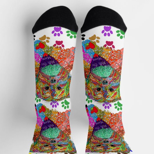Niedlich Shih Tzu Mama Paw Prints Socks Socken (Oben)