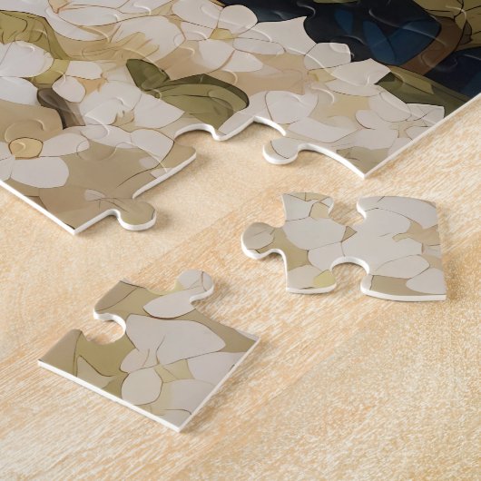 Niedlich Shih Tzu Puppy Blue Hydrangea Blume Puzzle (Seite)