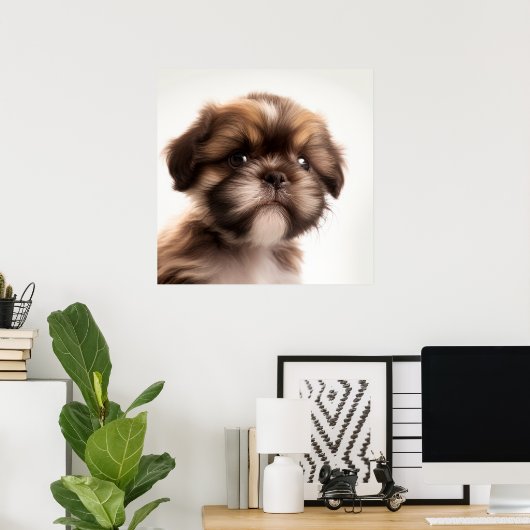 Niedlich Shih Tzu Puppy Doster Portrait Poster (Heimbüro)