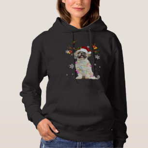Niedlich Shih Tzu Weihnachts-Rentierleuchten Hoodie