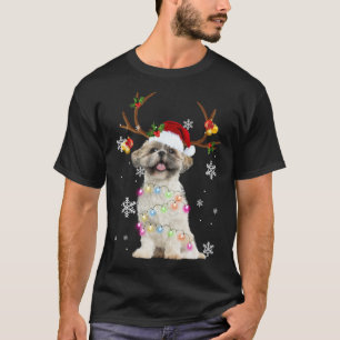 Niedlich Shih Tzu Weihnachts-Rentierleuchten T-Shirt