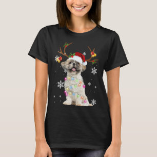 Niedlich Shih Tzu Weihnachts-Rentierleuchten T-Shirt