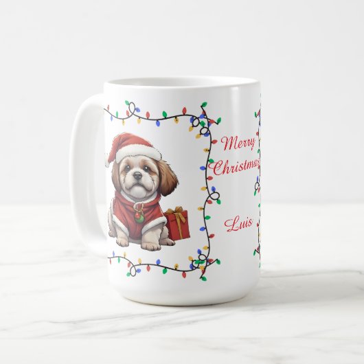 Niedlich Shih Tzu Weihnachts-Tasse Kaffeetasse (Vorderseite Links)