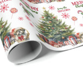Niedlich Shih Tzu Welpe unter dem Weihnachtsbaum Geschenkpapier (Rolleneckpunkt)