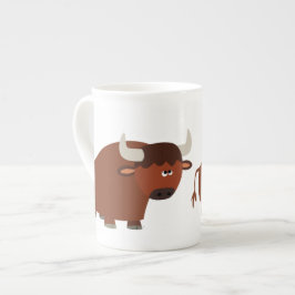 Niedlich Shy Cartoon Bull China Tasse