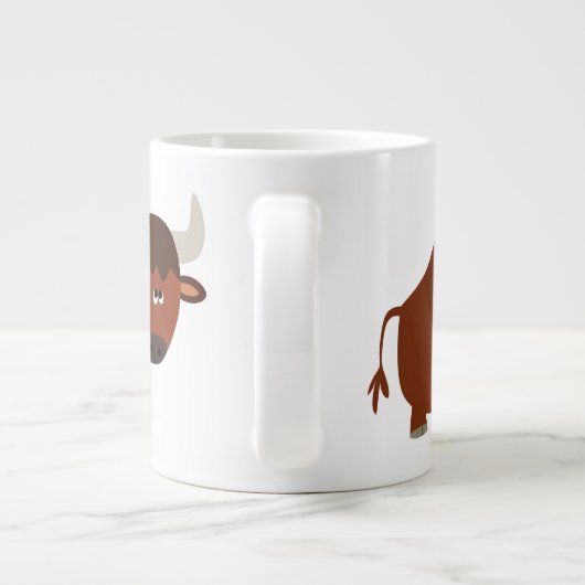 Niedlich Shy Cartoon Bull Jumbo Tasse (Rückseite)