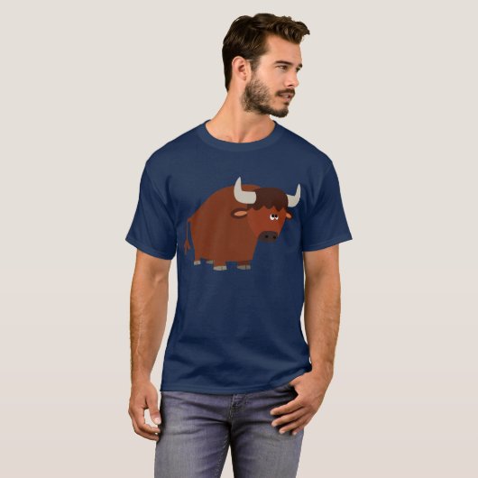Niedlich Shy Cartoon Bull T - Shirt (Vorne ganz)