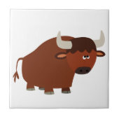 Niedlich Shy Cartoon Bull Tile Fliese (Vorderseite)