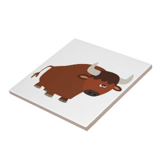 Niedlich Shy Cartoon Bull Tile Fliese