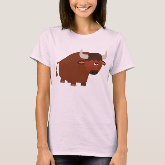 Niedlich Shy Cartoon Bull Women T - Shirt (Vorderseite)
