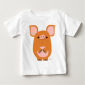 Niedlich Shy Cartoon Pig Baby T - Shirt (Vorderseite)