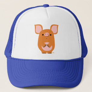 Niedlich Shy Cartoon Pig Hat Truckerkappe