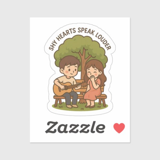 Niedlich Shy Liebe Guitar Couple Aufkleber (Blatt)