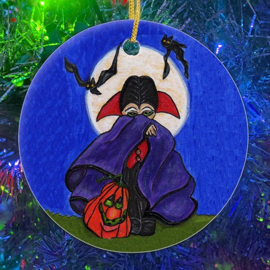 Niedlich Shy Little Vampire Bats Moon Keramikornament