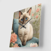 Niedlich Siamese Kitten Quadratische Wanduhr (Winkel)
