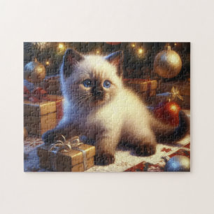 Niedlich Siamese Kitten Weihnachten Puzzle