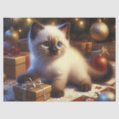 Niedlich Siamese Kitten Weihnachtsdekoupage Seidenpapier (Vorderseite)