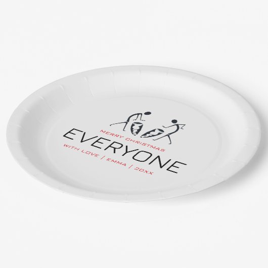 Niedlich, Silhouette Coconut Trees Muster Weihnach Pappteller (Schrägansicht)