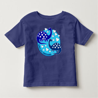 Niedlich Simple Blue Girls Dinosaur | Herzen Kleinkind T-shirt