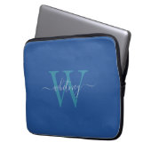 Niedlich Simple Blue Monogram Cursive Name & Initi Laptopschutzhülle (Vorderseite Links)