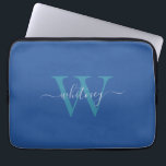 Niedlich Simple Blue Monogram Cursive Name & Initi Laptopschutzhülle<br><div class="desc">Ein niedliches monogramm blaues Design mit einem einfachen,  kursiven Monogramm-Namen und Initial.</div>