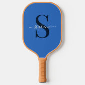 Niedlich Simple Blue Monogram Initial + Name Pickleball Schläger (Vorderseite)