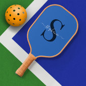 Niedlich Simple Blue Monogram Initial + Name Pickleball Schläger