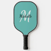 Niedlich Simple Blue Monogram Name + Initial Pickleball Schläger (Vorderseite)