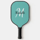 Niedlich Simple Blue Monogram Name + Initial Pickleball Schläger (Rückseite)