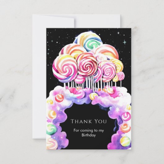 Niedlich Simple Candyland Birthday Dankeskarte (Vorderseite)