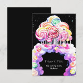 Niedlich Simple Candyland Birthday Dankeskarte (Vorne/Hinten)