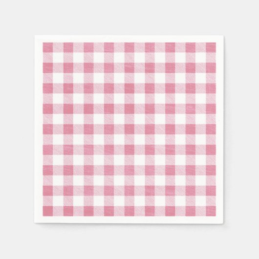 Niedlich Simple Girly Preppy Pink Gingham Kariert Serviette (Vorderseite)