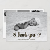 Niedlich Simple Heart Vielen Dank Foto Birth Ankündigung (Vorne/Hinten)