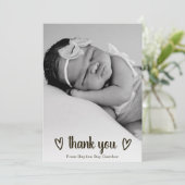 Niedlich Simple Heart Vielen Dank Foto Birth Ankündigung (Stehend Vorderseite)