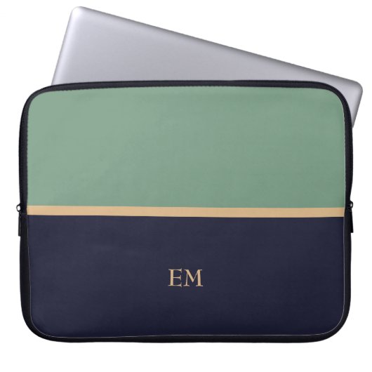 Niedlich Simple Initial Monogram Blue Green Laptopschutzhülle (Vorderseite)