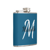 Niedlich Simple Modern Blue Monogram Flachmann (Rechts)