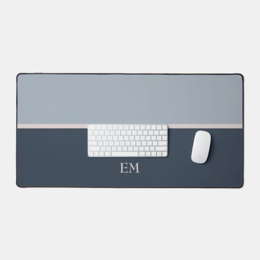 Niedlich Simple Modern Initials Monogram Blue Schreibtischunterlage (Tastatur & Maus)