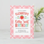 Niedlich Simple Red Berry Sweet Geburtstag Einladung (Stehend Vorderseite)