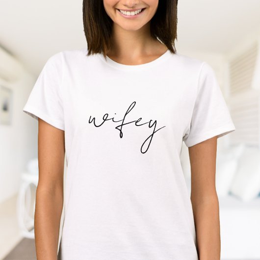Niedlich Simple Wifey | Schwarzes Skript, weiß T-Shirt