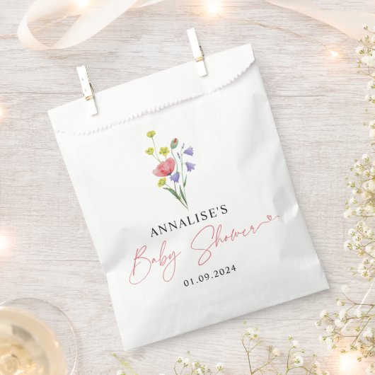 Niedlich Simples Wasserfarbe Wildblume Kinderdusch Geschenktütchen (Ausgeschnitten)