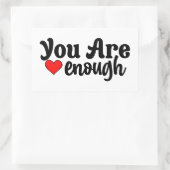 Niedlich sind Sie genug Typografie mit rotem Herze Rechteckiger Aufkleber (Tasche)