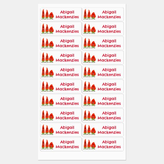 Niedlich singt Chili Paprikaschoten Cartoon person Etiketten (Blatt)