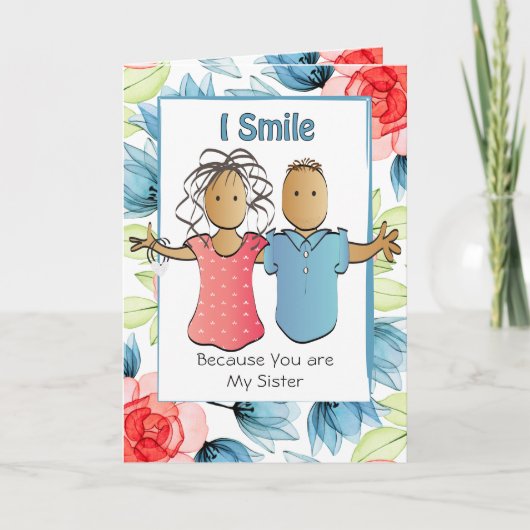 Niedlich Sister Funny Sprichwort Ethnischer Cartoo Karte (Vorderseite)