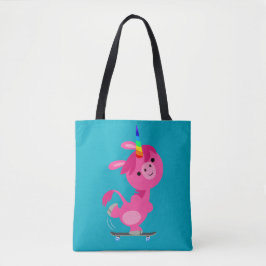 Niedlich Skateboarding Cartoon Unicorn Tasche